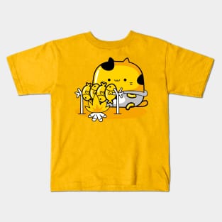 yellow cat camping Kids T-Shirt